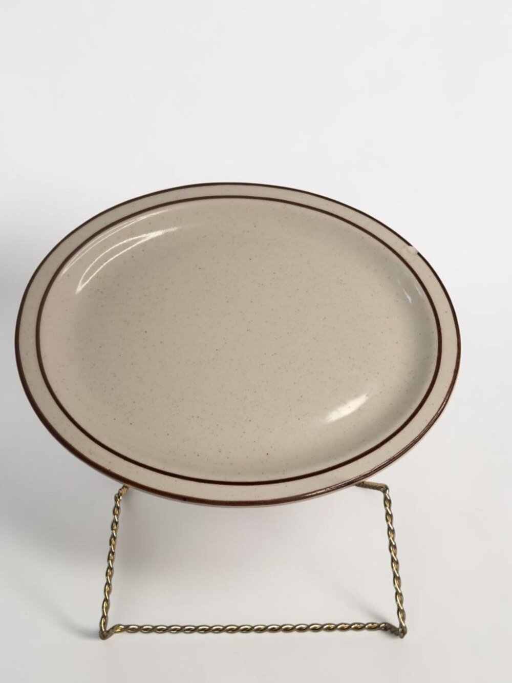 Vintage 1942 Buffalo China 306C Oval Platter Speckled Brown Line Restaurant Ware